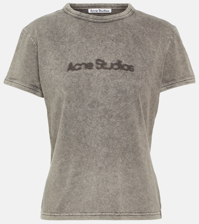 Acne Studios Logo Cotton Jersey T-shirt In Grey