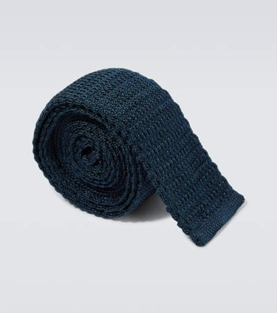 Thom Browne 4-bar Silk Tie In Blue