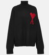 Ami Alexandre Mattiussi Ami De Caur Virgin Wool Turtleneck Sweater In Black