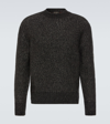 Loro Piana Textured Knit Dunstan Sweater With Ribbed Trims In Grey