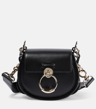Chloé Tess Small Leather Shoulder Bag In Black
