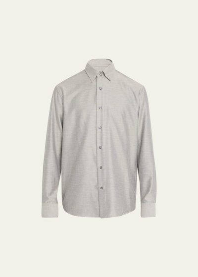 Brioni Cotton-cashmere Houndstooth Shirt In Lead