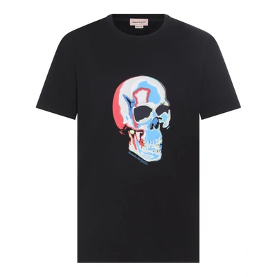 Alexander Mcqueen Solarized Skull Printed Cotton T-shirt In Black  