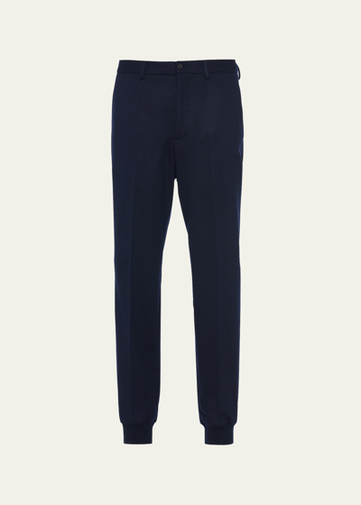 Prada Men's Jersey Jogger Pants In Bleu