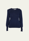 Veronica Beard Nelia Cashmere Crewneck Sweater In Navy