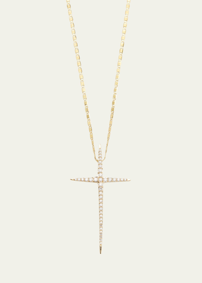 Lana Flawless Skinny Pointed Cross Pendant Necklace In White