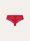 Simone Perele Caresse Lace-trim Boyshorts In Tango Red