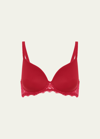 Simone Perele Caresse 3d Plunge Lace Underwire Bra In Tango Red