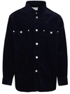 Isabel Marant Wool Corduroy Overshirt With Velvet Pockets In Blue