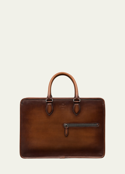 Berluti Un Jour Leather Briefcase In Brown