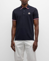 Moncler Tricolour Tip Polo Shirt In Blue