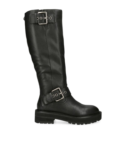 Kurt Geiger Knee-high Hackney Biker Boots In Black