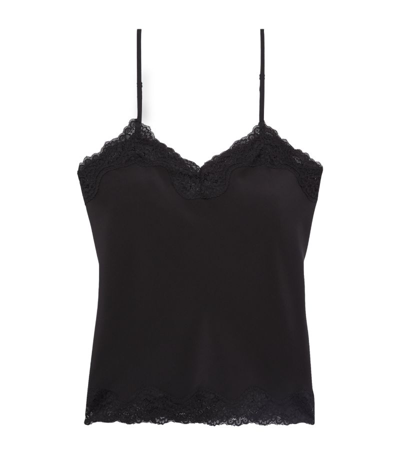 The Kooples Silk Lace Trim Camisole In Black