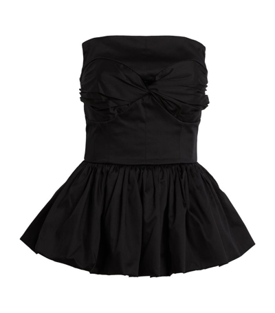 Tove Tamie Strapless Twist-front Cotton-blend Peplum Top In Black