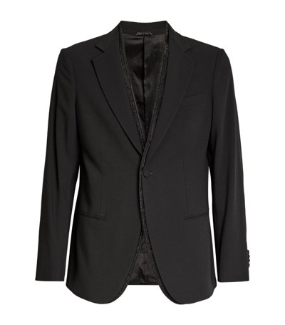 Giorgio Armani Official Store Soho Line Single-breasted Tuxedo Jacket In Eco-sustainable Velvet With Crystal Insert In Brown