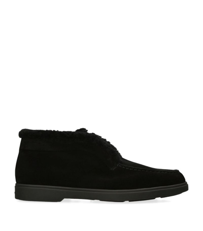 Santoni Suede Fortune Ankle Boots In Black
