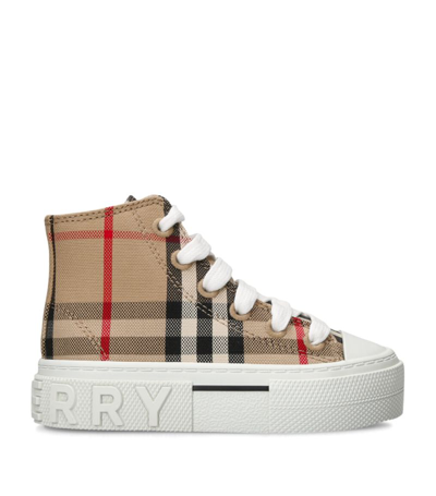 Burberry Kids Check High-top Sneakers In Beige