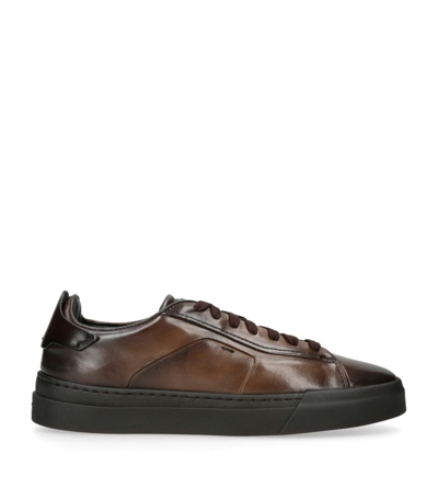 Santoni Leather Gloria Sneakers In Brown