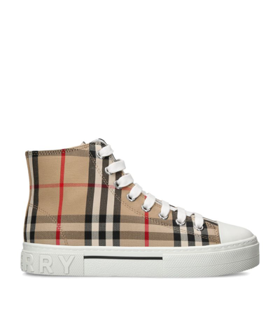 Burberry Kids' Check High-top Sneakers In Beige