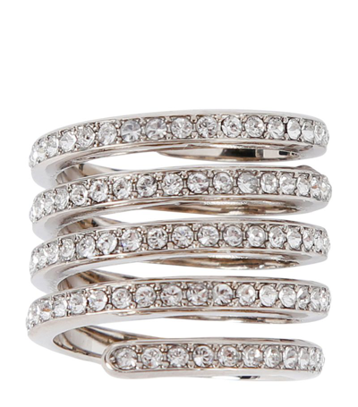 Amina Muaddi Crystal-embellished Vittoria Ring In Silver