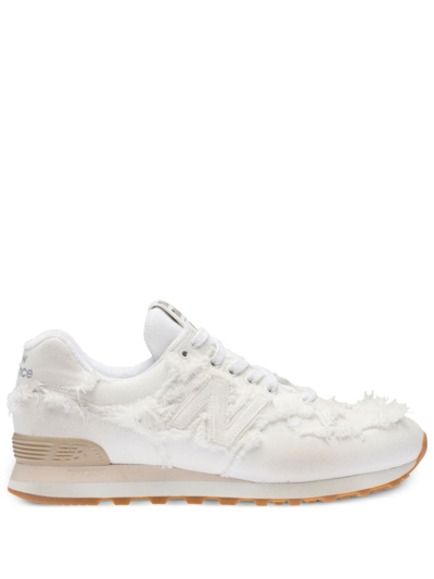 Miu Miu 574 New Balance X  Denim Sneakers In White