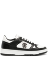 Roberto Cavalli Logo-plaque Leather Sneakers In White