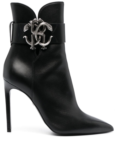 ROBERTO CAVALLI MIRROR SNAKE LEATHER BOOTS