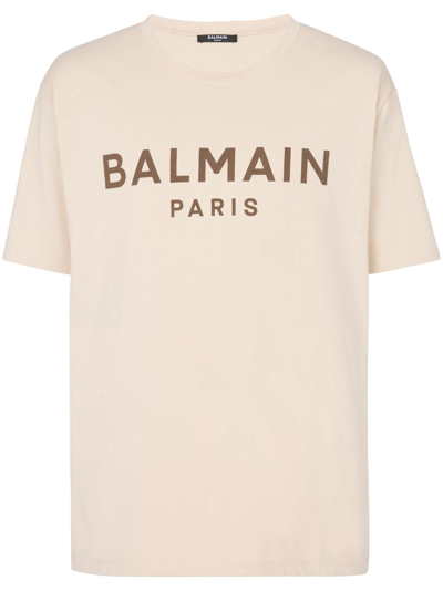 Balmain Logo-print Round-neck T-shirt In White