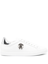 ROBERTO CAVALLI LOGO-PLAQUE LEATHER SNEAKERS