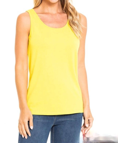MULTIPLES SCOOP NECK SLEEVELESS FITTED TANK IN BUTTERCUP