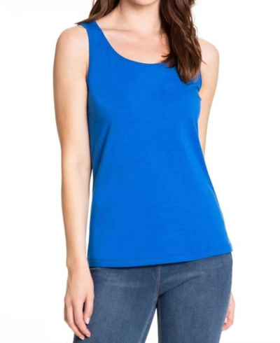 Multiples Double Scoop Neck Tank In Royal Blue