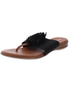 Andre Assous Novalee Womens Embellished Fringe Pom Thong Sandals In Black