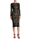 Dress The Population Emery Dress In Black/nude In Multi