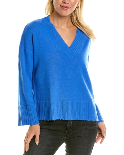 Autumn Cashmere Frayed Edge Oversized Boxy Cashmere Sweater In Blue