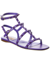 Valentino Rockstud Caged Leather Ankle Strap Sandal In Purple