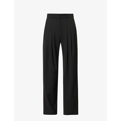 Me And Em Womens Black High-rise Regular-fit Wool-blend Tux Trousers