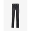 Paige Sasha High Rise Straight Jeans In Viper Black Distressed