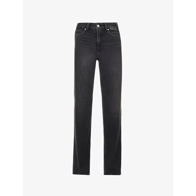 Paige Anessa High Rise Wide Leg Jeans In Viper Black Distressed