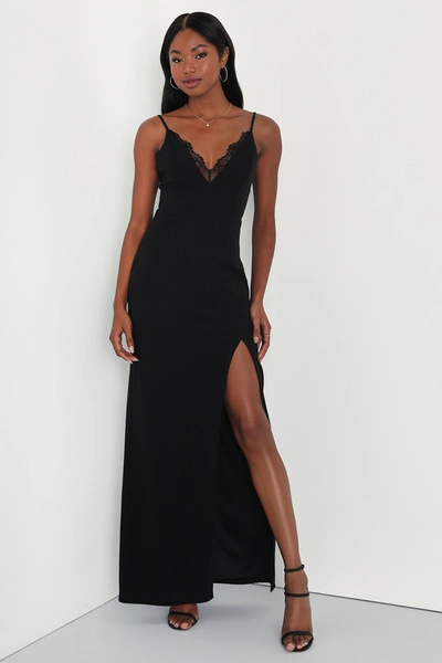 Lulus Graceful Energy Black Sleeveless Backless Column Maxi Dress