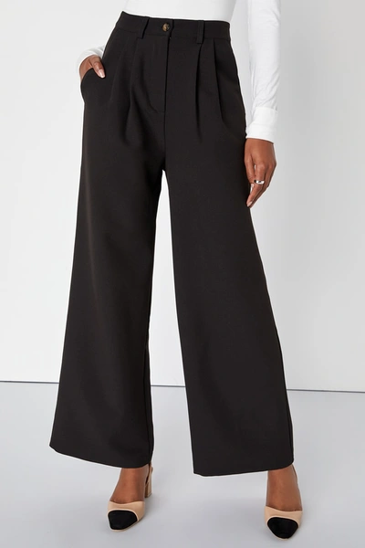 Lulus Stylish Idea Black High-waisted Wide-leg Pants