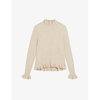 Ted Baker Womens Camel Pippalee Frill-detail Knitted Jumper