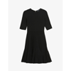 TED BAKER TED BAKER WOMENS BLACK JOSAFEE SHORT-SLEEVE STRETCH-KNIT FIT-AND-FLARE MINI DRESS