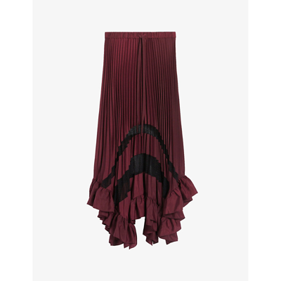 Claudie Pierlot Pleated Drawstring-waist Midi Skirt In Bordeaux