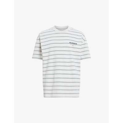 Allsaints Underground Striped Over-sized Organic-cotton T-shirt In Speckle Gry/gr