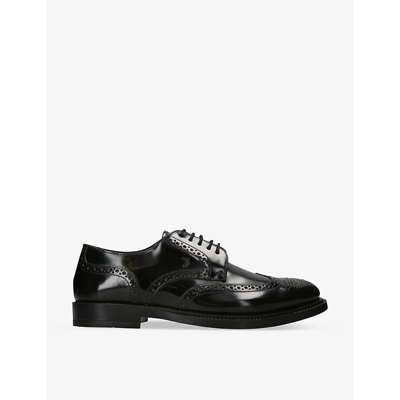 Tod's Tods Mens Black Brand-engraved Brogue-detailed Leather Derby Shoes