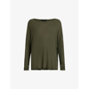 Allsaints Womens Green Oasis Francesco Rita Semi-sheer Woven T-shirt