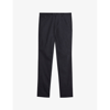 Ted Baker Mens Navy Haydae Textured Slim-fit Stretch-cotton Trousers