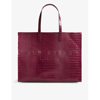 Ted Baker Womens Dp-purple Croc-detail Icon Leather Tote Bag