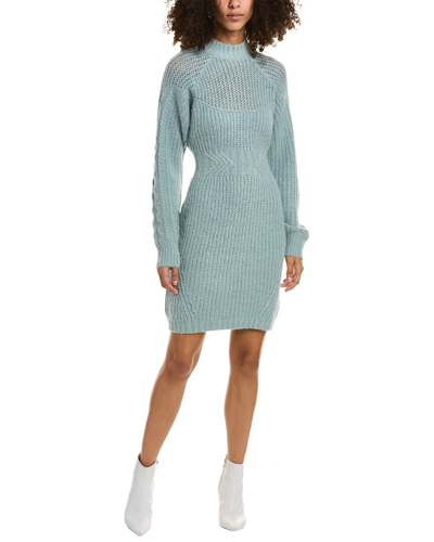 Nicholas Tinna Pointelle-knit Turtleneck Mini Dress In Blue