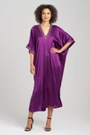 Josie Natori Natori Key Essentials Embellished Cocoon Silk Caftan Dress In Regal Purple